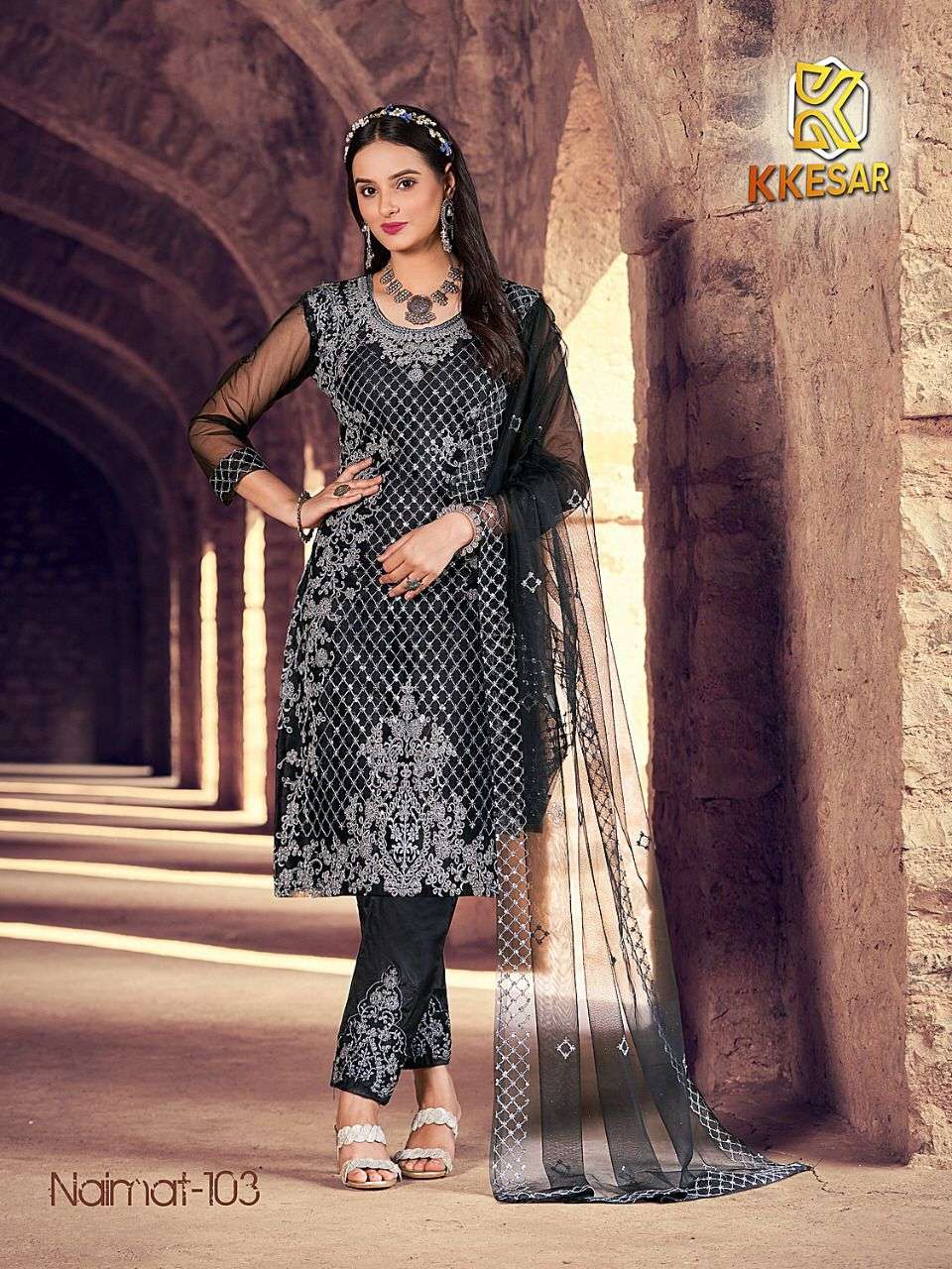 NAIMAT BY NAIMAT FASHION 101 TO 106 SERIES BEAUTIFUL PAKISTANI SUITS STYLISH COLORFUL FANCY CASUAL WEAR & ETHNIC WEAR NET EMBROIDERED DRESSES AT WHOLESALE PRICE